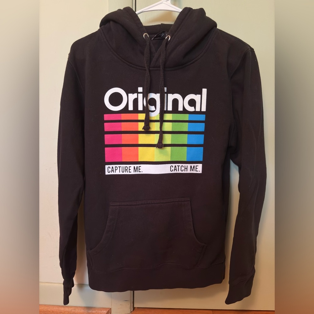 Black Polaroid Rainbow Logo Hoodie Size L - Fits like M